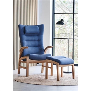 Farstrup Cantate 6011 Lænestol - Stel Eg Naturolie / Crisp 4122 Blå